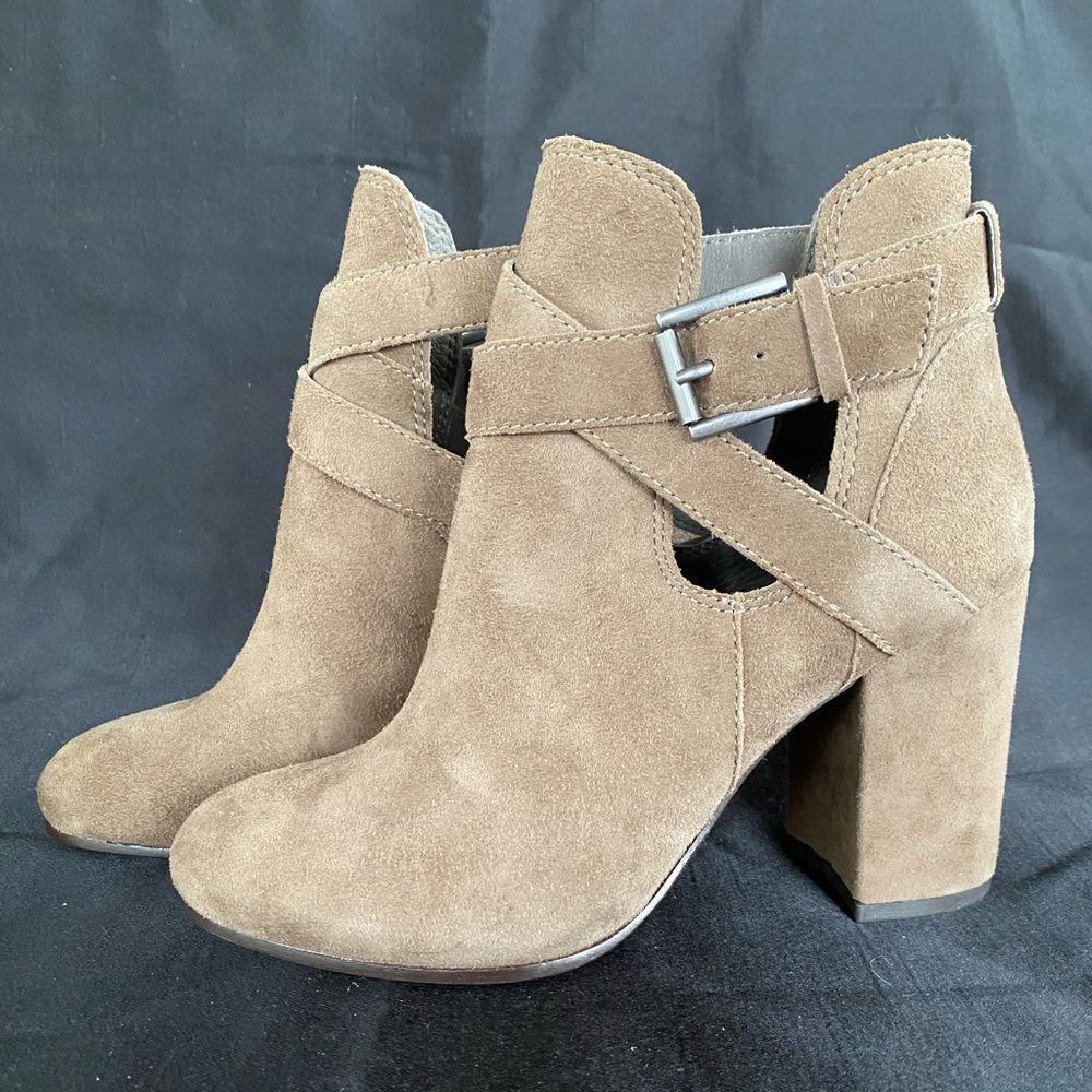 Ash Famous Booties, NIB w/dust bag, size 5, Dark Taupe Suede 2.5 heel